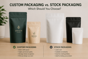 printed bags vs stock pouches