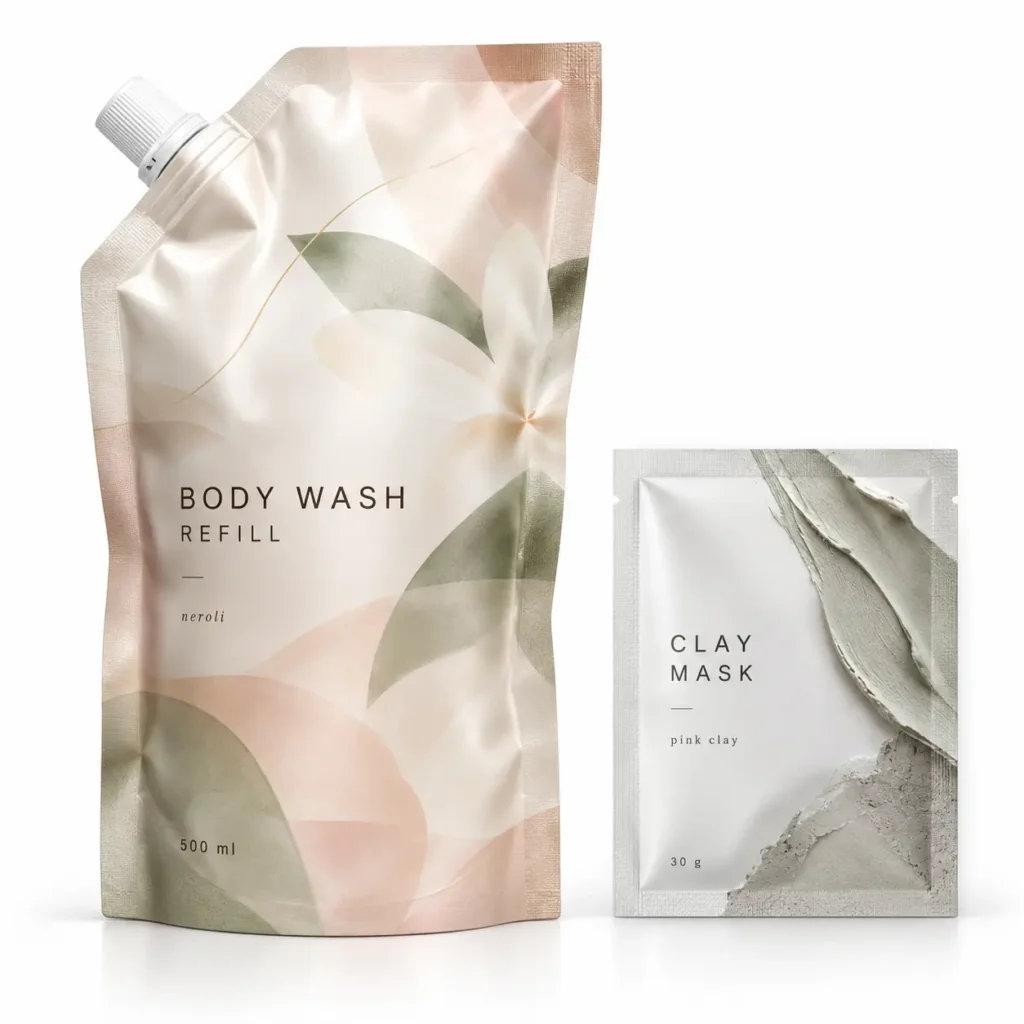 Custom printed cosmetics packaging pouches