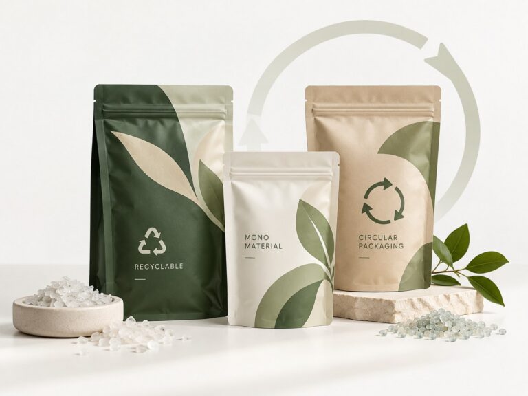 Recyclable mono-material pouches